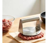 Shein 1 pieza Prensa de hamburguesa de acero inoxidable - Placa plana sólida & Mango hueco para evitar quemaduras. Fabricante de hamburguesas de carne de al