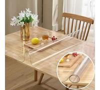 Shein 1 pieza Protector de mesa transparente de PVC, Cubierta de mesa rectangular de plástico de 1,0 mm de grosor, impermeable y resistente al aceite, prote