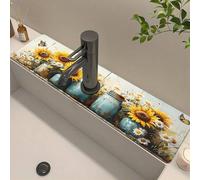 Shein 1 pieza Protector de salpicaduras de grifo de goma con diseño floral de jardín, alfombrilla anti-salpicaduras para grifo de baño estilo granja, protec