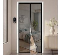 Shein 1 pieza Puerta de malla de fibra de vidrio magnética negra, Cortina de malla de fibra de vidrio magnética negra a prueba de mosquitos y transpirable p
