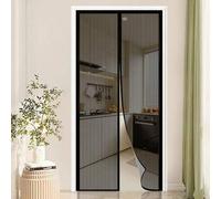 Shein 1 pieza Puerta de malla magnética de verano, mosquitera de fibra de vidrio, color negro, transpirable, se adapta a varias escenas, cortina de puerta d