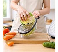 Shein 1 pieza Rallador de acero inoxidable 3 en 1 con caja plana, Cortador de verduras multifunción de cocina, Rallador de patatas, Rebanador de acero inoxi