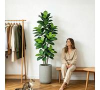 Shein 1 pieza Ramas de planta artificial de Ficus de 70-130 cm, hojas grandes de árbol de goma tropical falso, hojas de plástico de Ficus para decoración in
