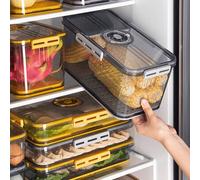 Shein 1 pieza Recipiente de almacenamiento de alimentos, caja de almacenamiento apilable para refrigerador y organizadores de almacenamiento, organizador de