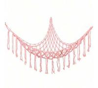 Shein 1 pieza Red colgante de esquina estilo bohemio rosa, grande - Decoración de habitación estilo bohemio almacenamiento de muñecas - Organizador de malla