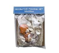 Shein 1 pieza Red de pesca natural con decoración colgante de pared de conchas para fiestas de piratas, fiestas hawaianas, fiestas con temática náutica, acc