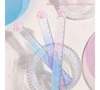Shein 1 pieza Regla transparente con forma de pata de gato linda, Regla para dibujar y medir, Útiles escolares y de oficina, Se puede usar como marcador de