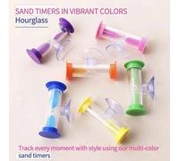 Shein 1 pieza Reloj de arena de 2 minutos/3 minutos con ventosa - Minutero mini para cepillado de dientes, juegos al aire libre, aula, reloj de arena girato