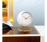 Shein 1 pieza Reloj de escritorio de cuarzo de metal estilo nórdico creativo, reloj despertador minimalista, nuevo reloj de noche silencioso de escritorio/m