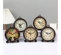 Shein 1 pieza Reloj de mesa analógico estilo europeo retro, gran reloj decorativo silencioso sin tictac con luz nocturna, funciona con pilas, adecuado para