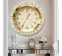 Shein 1 pieza Reloj de pared de madera con diseño de diamante de lujo, reloj decorativo silencioso, reloj de pared creativo adecuado para decoración de dorm