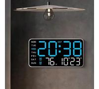 Shein 1 pieza Reloj de pared digital grande con funciones de temperatura, calendario y alarma - Ideal para la sala de estar - Operación silenciosa y reloj e