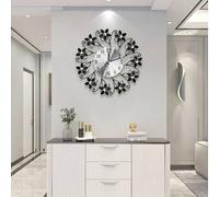 Shein 1 pieza Reloj de pared moderno y silencioso, adecuado para sala de estar, cocina, dormitorio, oficina, reloj de pared colgante de metal y cristal, fun