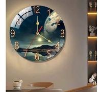 Shein 1 pieza Reloj de pared redondo de madera silencioso - Diseño de paisaje, reloj decorativo de pared con funcionamiento a batería adecuado para sala de