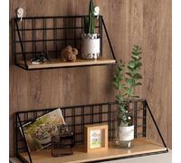 Shein 1 pieza Repisa de pared para mesita de noche con ganchos, estante de almacenamiento de habitación de dormitorio con organizador colgante, librero de m