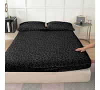 Shein 1 pieza Sábana ajustada súper suave con estampado de leopardo - Solo protector de colchón, lavable a máquina, adecuado para estilos vintage, INS y div