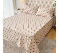 Shein 1 pieza Sábana - Tela de poliéster 100% ligera, colcha con estampado de corazones, ropa de cama transpirable, colcha decorativa linda para dormitorio,