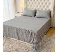 Shein 1 pieza Sábana - Tela de poliéster 100% ligera, Colcha con estampado de cuadros simple, Ropa de cama transpirable, Colcha decorativa para dormitorio,