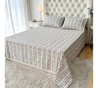 Shein 1 pieza Sábana - Tela de poliéster 100% ligera, Colcha con estampado floral pastoral, Ropa de cama transpirable, Colcha decorativa para dormitorio, Ad