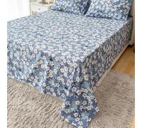 Shein 1 pieza Sábana - Tela de poliéster 100% ligera, Colcha con estampado floral, Ropa de cama transpirable, Colcha decorativa linda para dormitorio, Habit