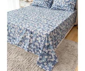 Shein 1 pieza Sábana - Tela de poliéster 100% ligera, Colcha con estampado floral, Ropa de cama transpirable, Colcha decorativa linda para dormitorio, Habit