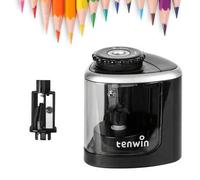 Shein 1 pieza Sacapuntas eléctrico de escritorio automático Tenwin apto para lápices (6-8mm) para estudiantes, escuela y oficina