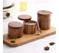 Shein 1 pieza salero de madera perfumada, tarro de especias de madera, caja de pimentero, recipiente de almacenamiento de condimentos de cocina