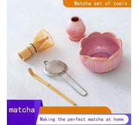 Shein 1 pieza/Set de 5 piezas Juego de té Matcha con pétalos de flores, incluye tazón de Matcha, batidor de Matcha, taza de Matcha, varilla de mezcla, cucha