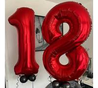 Shein 1 pieza/Set Globo con número de 32 pulgadas en lámina roja del 0 al 9 para decoración de fiesta de cumpleaños