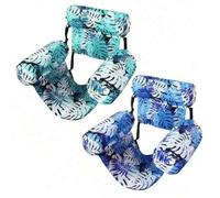 Shein 1 pieza Silla hamaca inflable para adultos, silla de descanso flotante con estampado floral azul, ideal para fiesta de piscina de verano