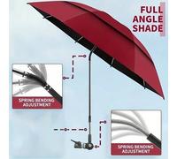 Shein 1 pieza Sombrilla portátil de pinza para playa, sombrilla de silla de playa con pinza para patio exterior, doble capa con ventilación superior, ángulo