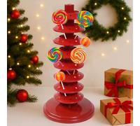Shein 1 pieza Soporte ajustable de varias capas para piruletas rojas, estante de exhibición de dulces de plástico rojo, diseño en forma de árbol, insertable
