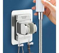 Shein 1 pieza Soporte ajustable y extraíble para cabezal de ducha, estante de ducha de baño sin perforación, soporte de pared para ducha de baño, base fija