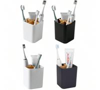 Shein 1 pieza Soporte de bambú para cepillo de dientes y pasta de dientes, adecuado para cepillo de dientes eléctrico y afeitadora, almacenamiento y decorac