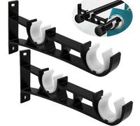 Shein 1 pieza Soporte de barra de cortina de aleación de aluminio negro, soporte de barra de cortina resistente de 7,29 pulgadas para pared, ganchos para ba