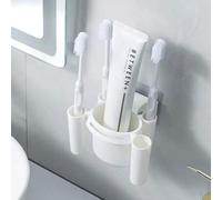 Shein 1 pieza Soporte de cepillo de dientes de plástico, estante de almacenamiento de cepillo de dientes autoadhesivo montado en la pared sin taladro, organ