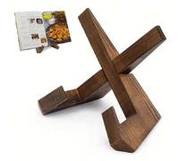 Shein 1 pieza Soporte de libro de cocina de madera hecho a mano, soporte de libro de cocina de estilo rústico adecuado para la encimera de la cocina y el ga
