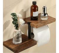 Shein 1 pieza Soporte de pared de madera para rollo de papel higiénico, accesorio de baño, estante para toallas de papel, decoración de baño, decoración de