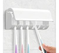 Shein 1 pieza Soporte de pared para 6 cepillos de dientes con tapa, caja de almacenamiento para caravana, adecuado para el baño, soporte de cepillo de dient