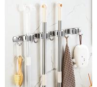 Shein 1 pieza Soporte de pared para fregonas y escobas, colgador de escobas, organizador de fregonas, estantes para herramientas de acero inoxidable de gran
