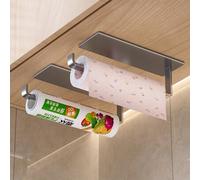 Shein 1 pieza Soporte de pared para toallas de papel de cocina sin perforación, estante de almacenamiento para toallas de papel y film transparente