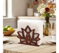 Shein 1 pieza Soporte de servilletas de mesa de madera con diseño hueco de patrón floral, decoración del hogar, fiesta festiva, decoración central, decoraci