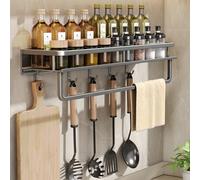 Shein 1 Pieza Soporte Multifuncional De Almacenamiento Para Cocina, Soporte Para Especias, Estante Organizador Montado En La Pared Con Olla, Cucharón, Ganch