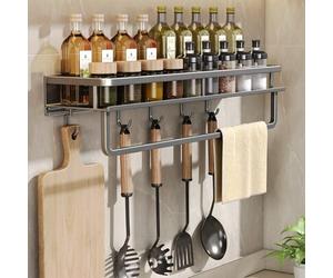 Shein 1 Pieza Soporte Multifuncional De Almacenamiento Para Cocina, Soporte Para Especias, Estante Organizador Montado En La Pared Con Olla, Cucharón, Ganch