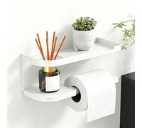 Shein 1 pieza Soporte multifuncional para papel higiénico de baño, resistente y duradero, se adapta a la mayoría de los espacios de baño. Diseño de doble ni
