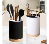 Shein 1 pieza Soporte para cubiertos con 3 compartimientos que incluye cuchara, tenedor, cuchillo, palillos y un escurridor, organizador de utensilios de co
