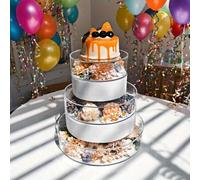 Shein 1 pieza Soporte para pastel redondo de acrílico transparente de 1.97 pulgadas, decoración de boda, se puede combinar con rellenos aleatorios, apilable