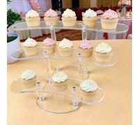 Shein 1 pieza Soporte para tarta de acrílico transparente y redondo, bandeja de exhibición de postres de varios niveles para mesa de boda, cumpleaños, paste