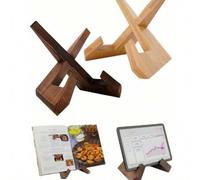 Shein 1 pieza Soporte para teléfono y tableta de recetas, soporte de madera vintage pulido a mano, soporte de exhibición para libro de recetas, soporte de m
