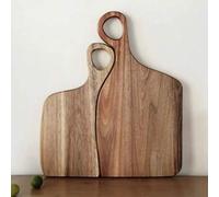 Shein 1 pieza, Tabla de cortar de madera de acacia con mango, tablas de servir rústicas de queso y charcutería, bloques de carnicero de cocina, tablas de fr